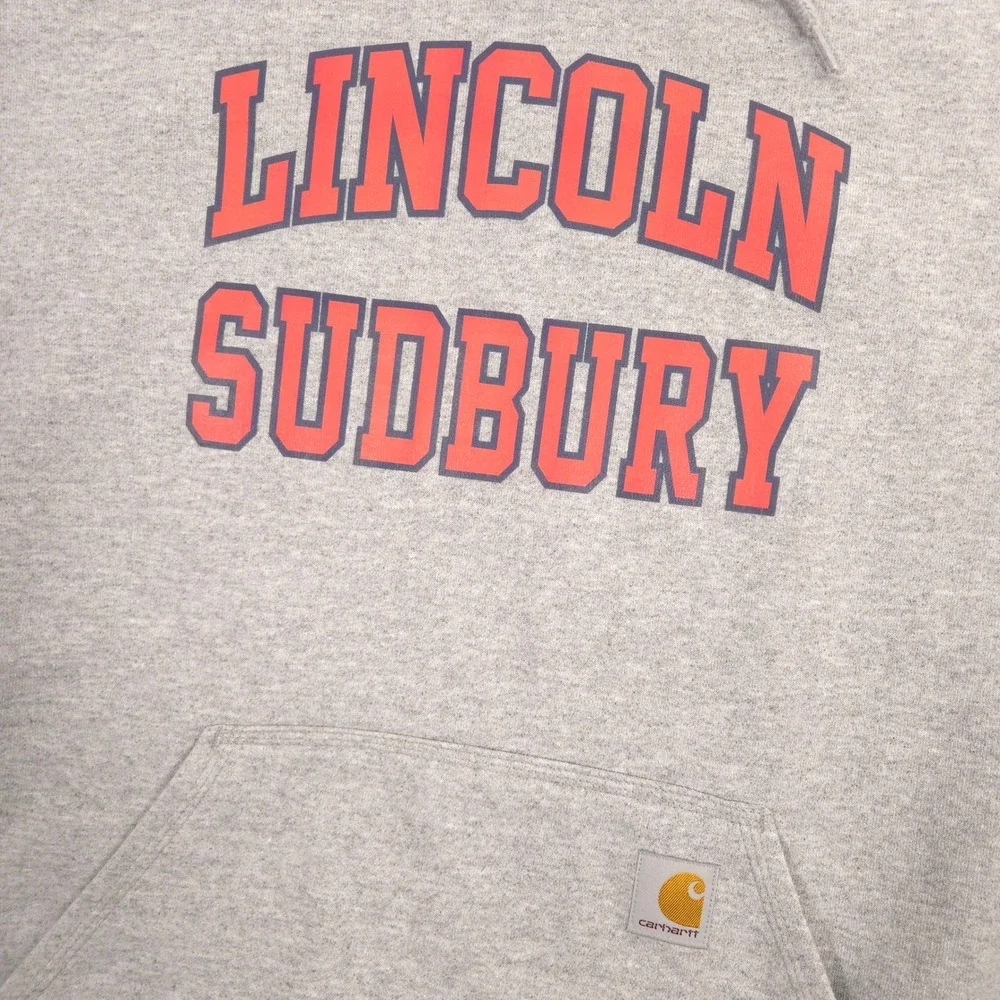 Carhartt Hoodie Mens M Gray Heather Marquette Loose Fit Lincoln Sudbury Warriors